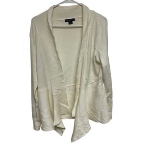 COVINGTON Cream Ribbed Open Front Drape Cardigan Sweater Women's XL